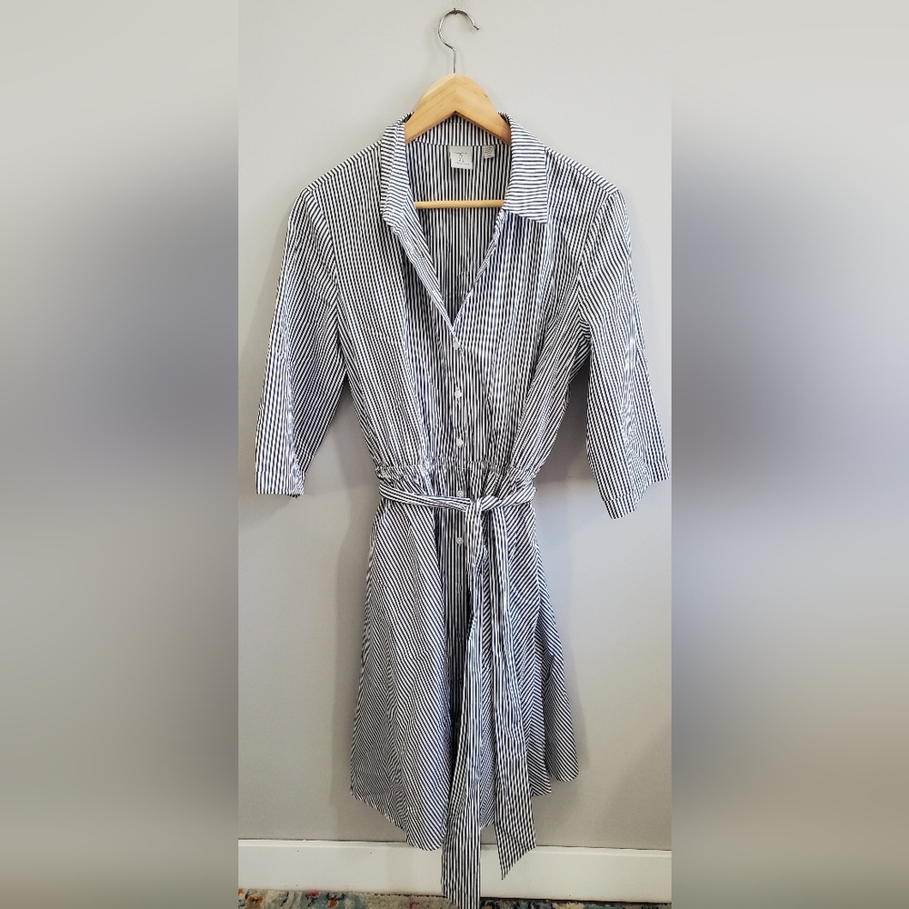 Tristan Striped Black and White Shirt Dress womens large EUC